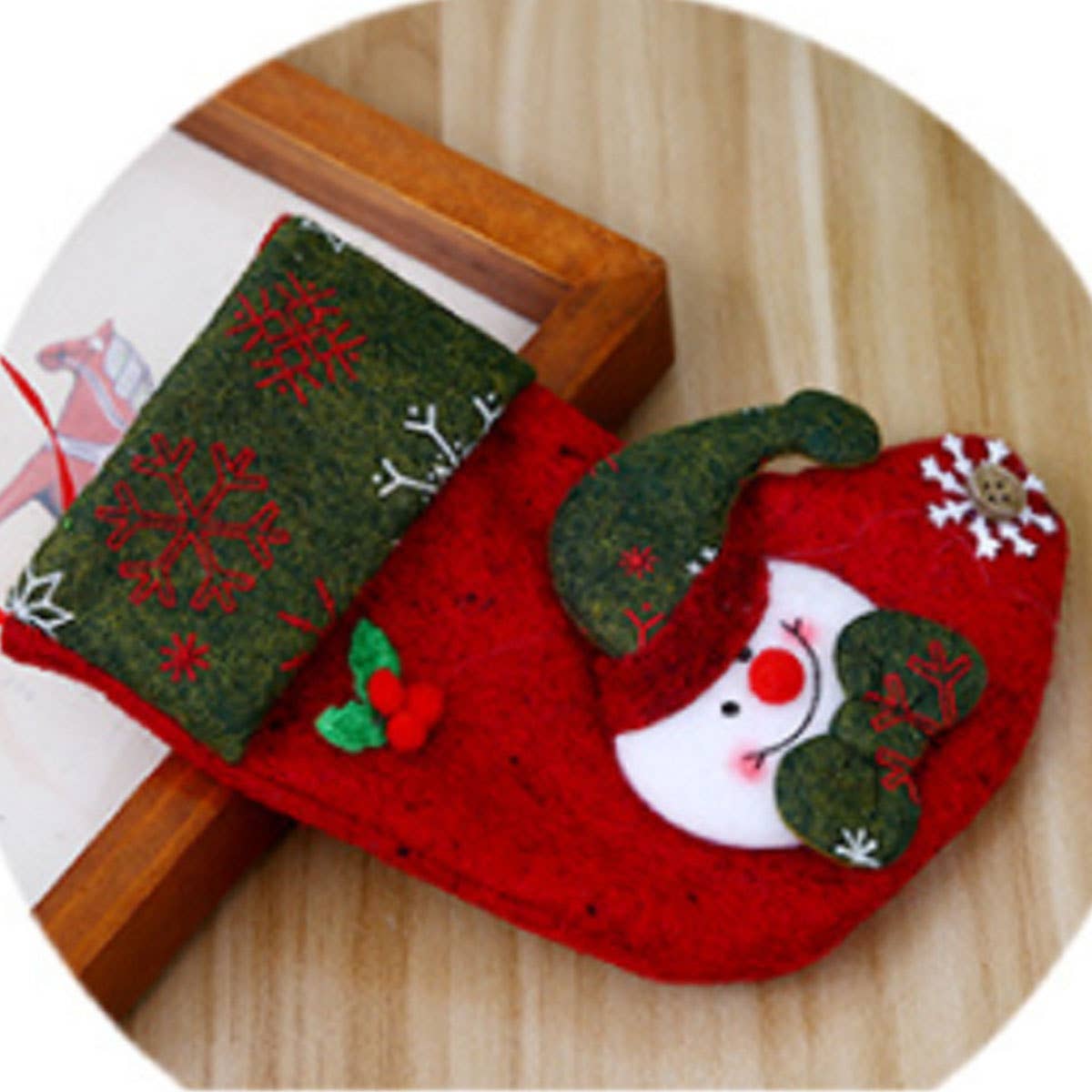CHRISTMAS DECORATIONS WITH VARIOUS CHRISTMAS SOCKS