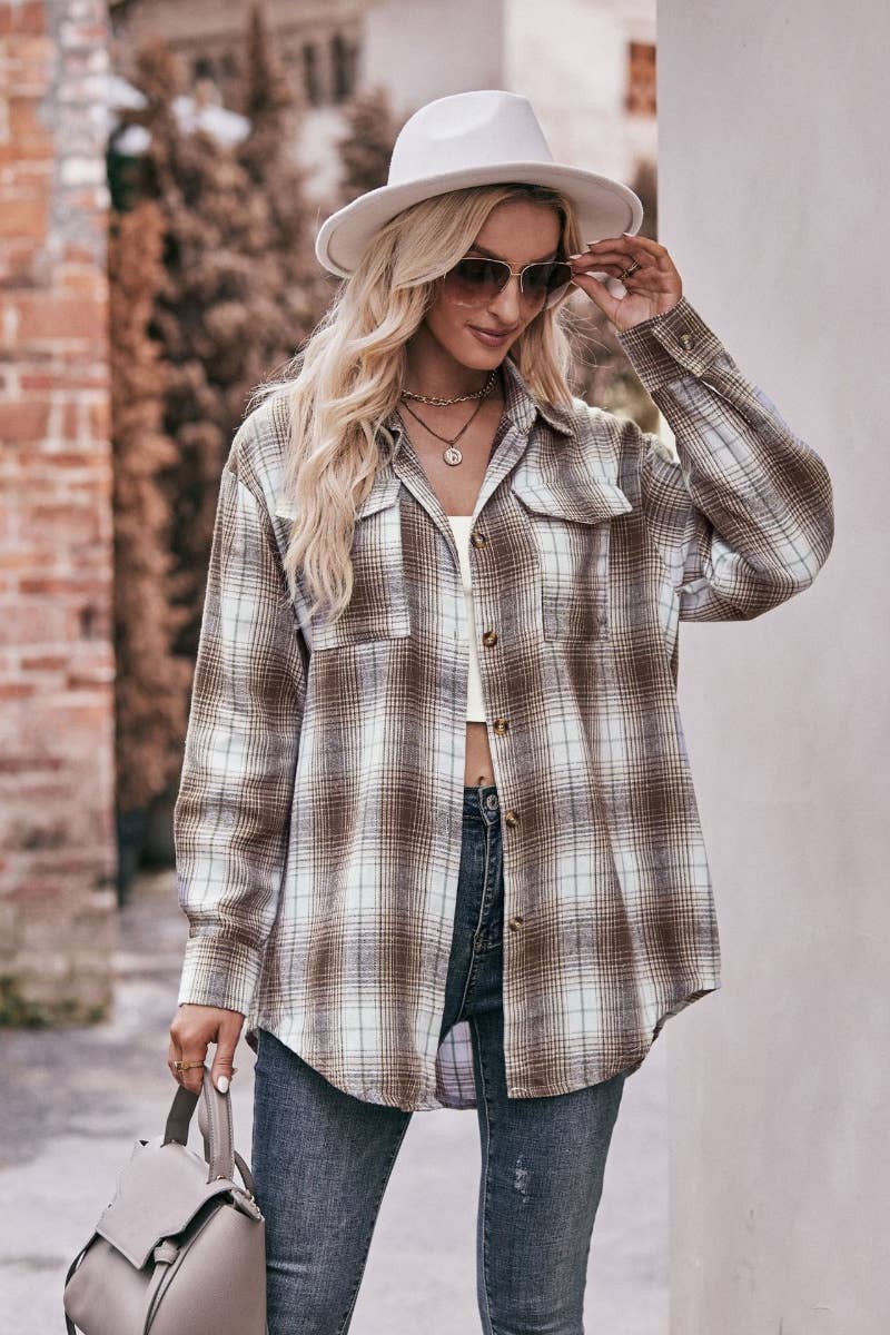 CWTSTL2191_PLAID LONG-SLEEVED BUTTON-UP SHIRT LONG