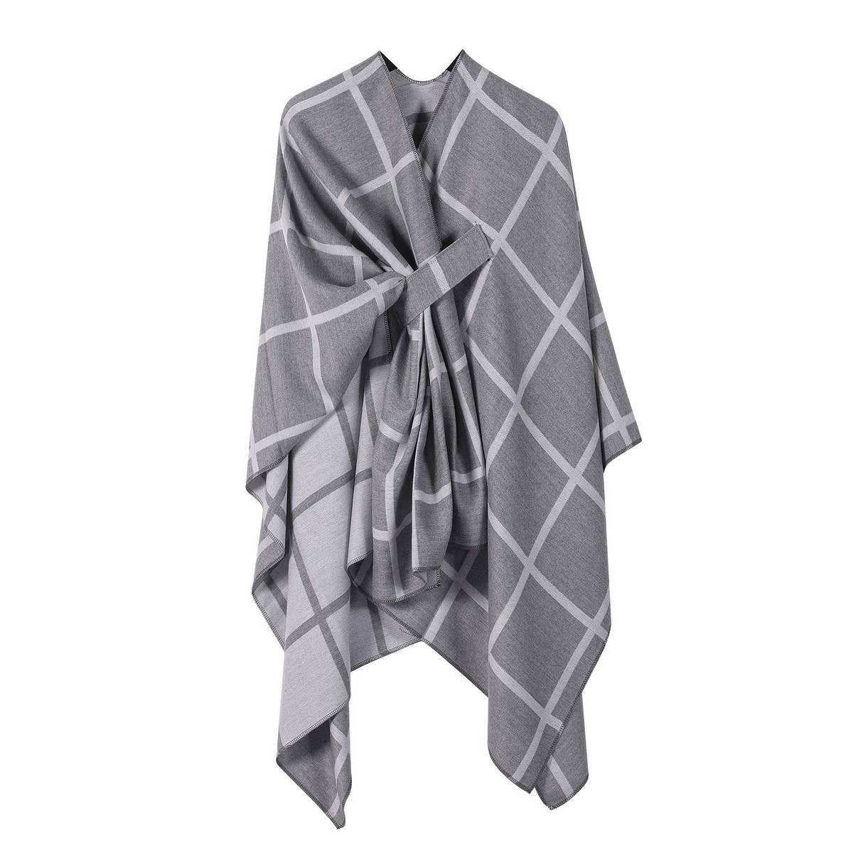 SOLID COLOR FASHIONABLE KNITTED SHAWL CAPE_CWASC2129