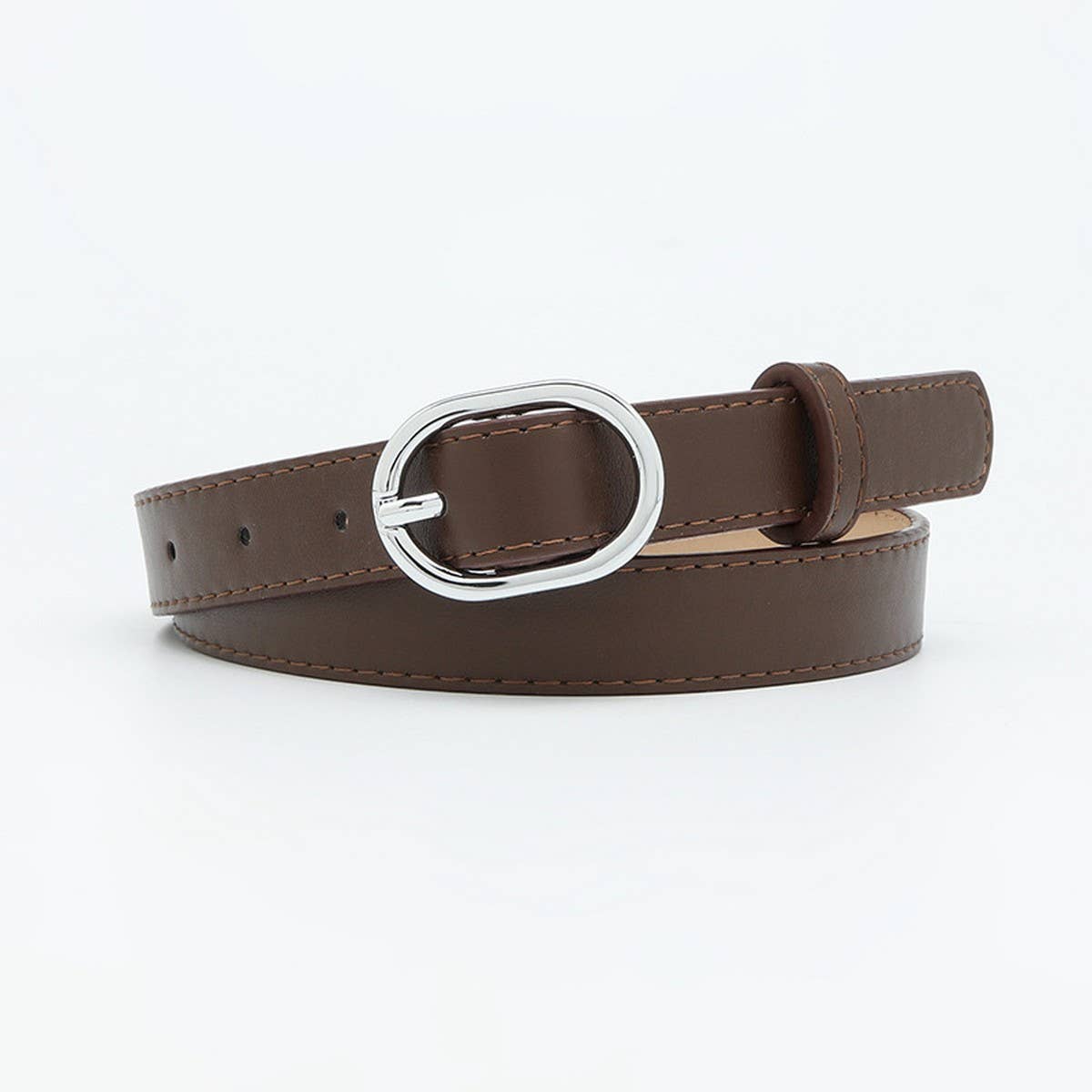 WOMEN'S BELT WITH SIMPLE SILVER BUCKLE DECORATION