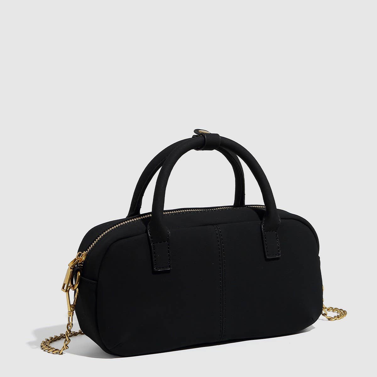 Racing Style Suede Boston Chain Shoulder Bag_CWAB5727