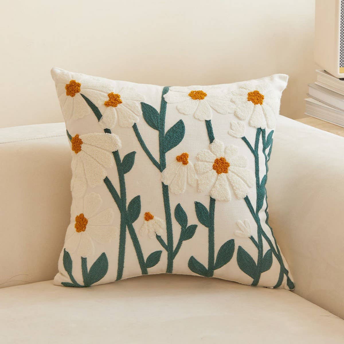 Luxury Embroidered Throw Pillow Cover for Sofa/Bed