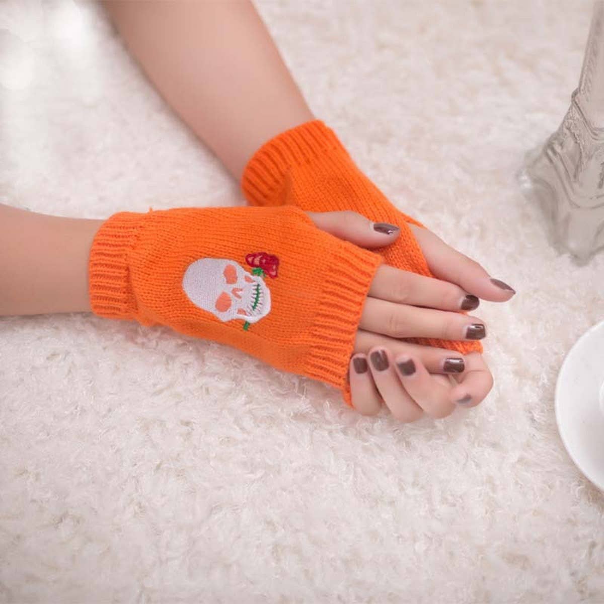 CWAG00534_HALLOWEEN EMBROIDERED FINGERLESS GLOVES