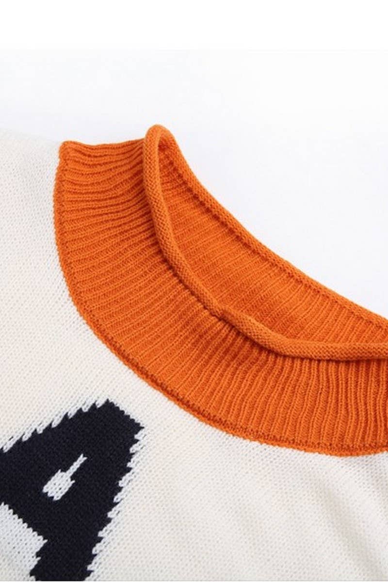 CWOSWL2707_HALF TURTLENECK LETTER JACQUARD LOOSE KNIT SWEATE