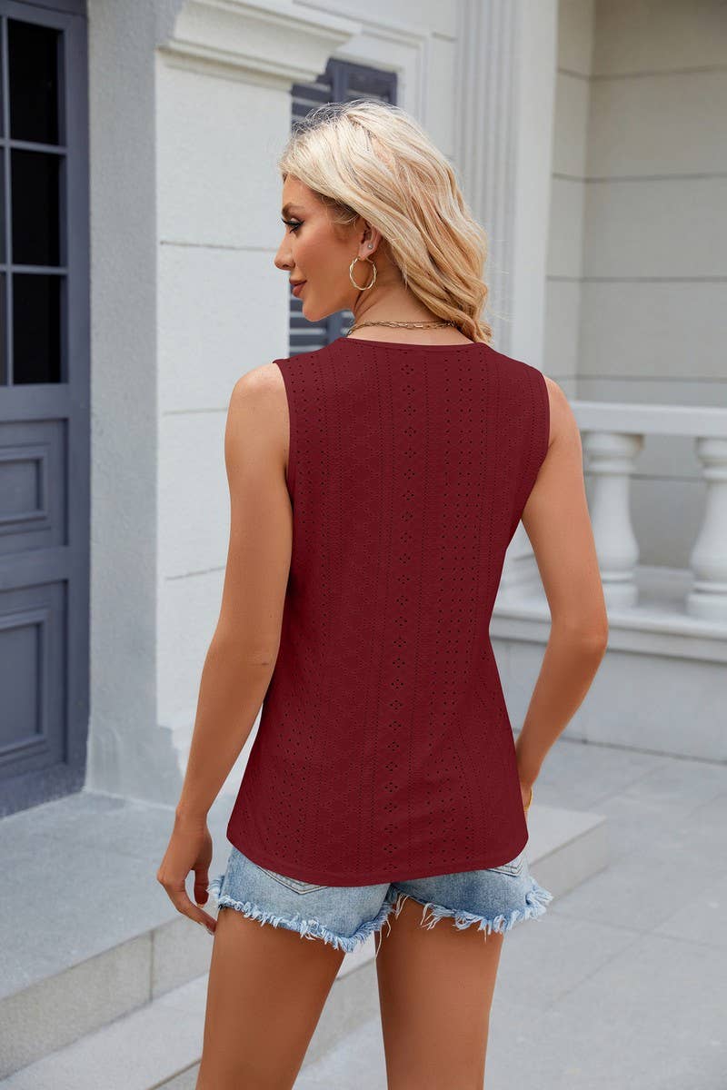 CWTTSL0238_V-Neck Sleeveless Knit Top