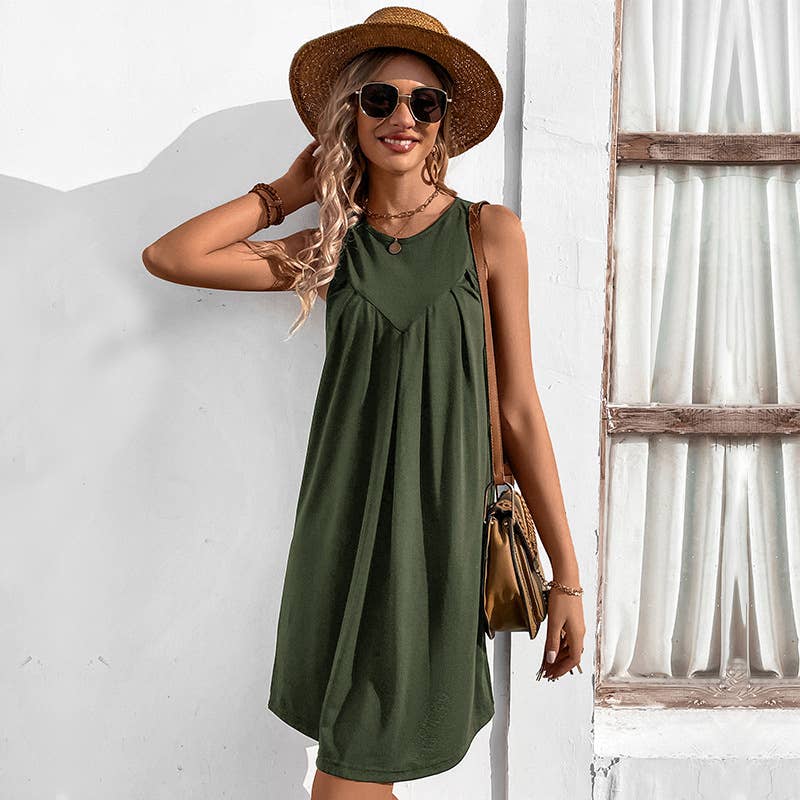 Draped sleeveless tank top skirt