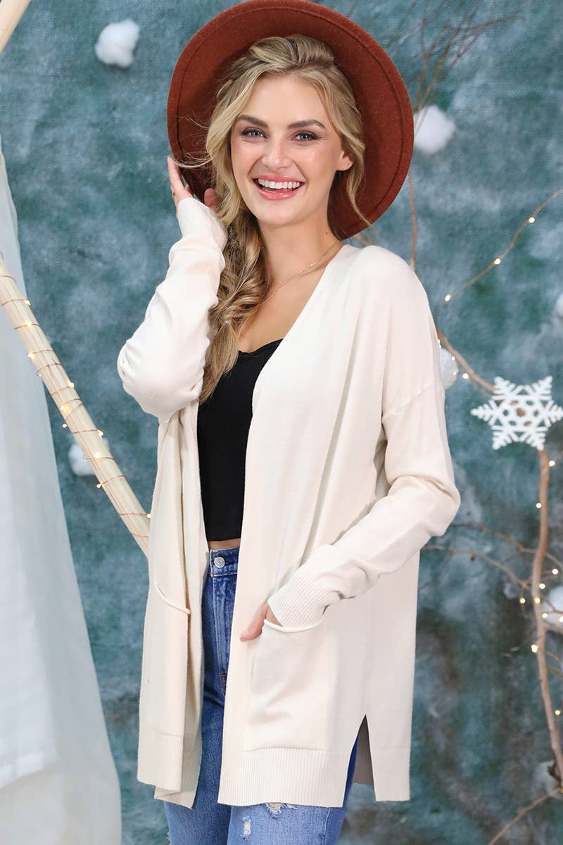 CWOSWL1827_LOOSE FIT WITH POCKET SWEATER CARDIGAN