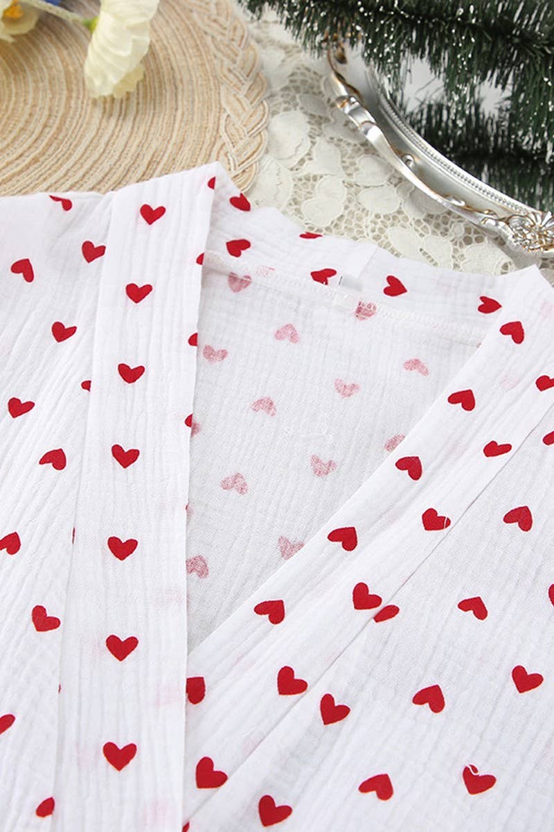 CWSPJ0190_HEART PRINT NIGHTGOWN SHORTS TWO-PIECE PAJAMAS