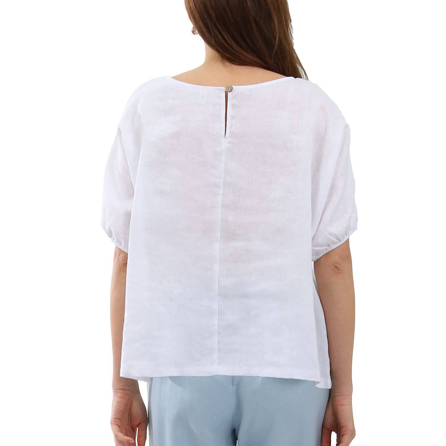 ARTSY LANTERN SLEEVE COTTON LINEN BLOUSE