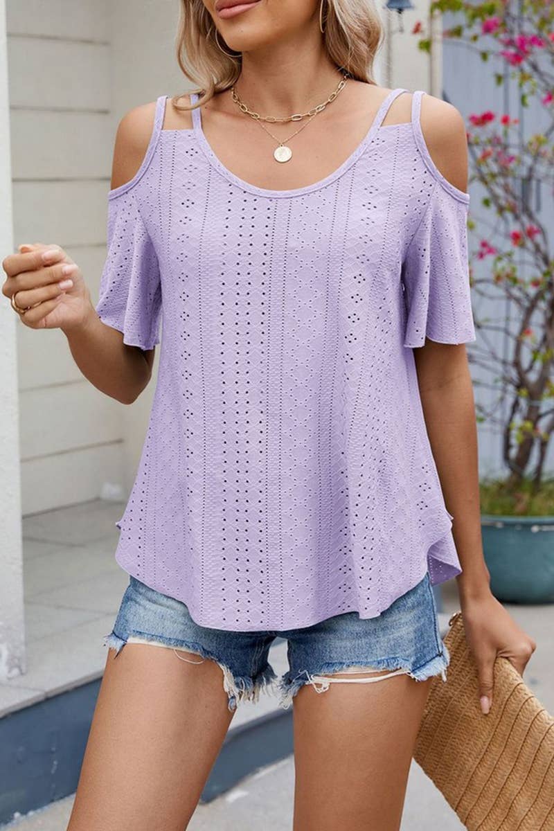 CWTTS1344_SUMMER SOLID COLOR V-NECK OFF-SHOULDER T-SHIRT