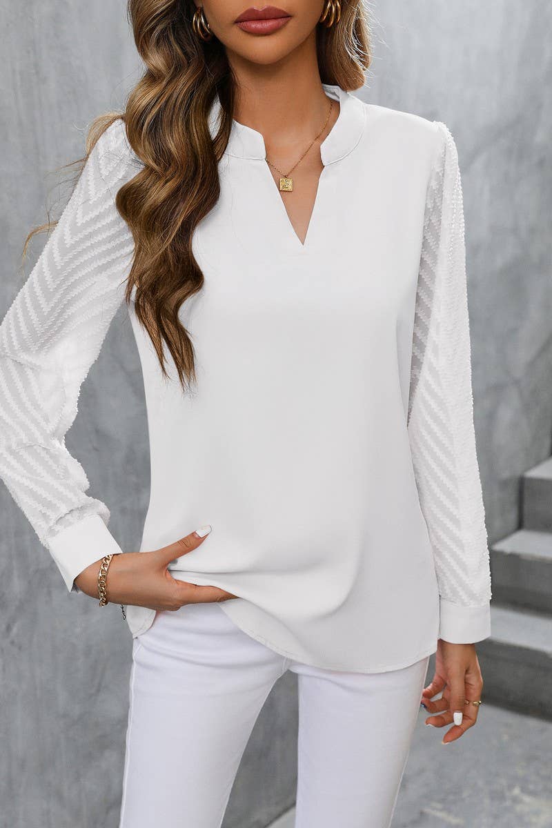 CWTBLL3194_SOLID COLOR CHIFFON LONG-SLEEVED SHIRT