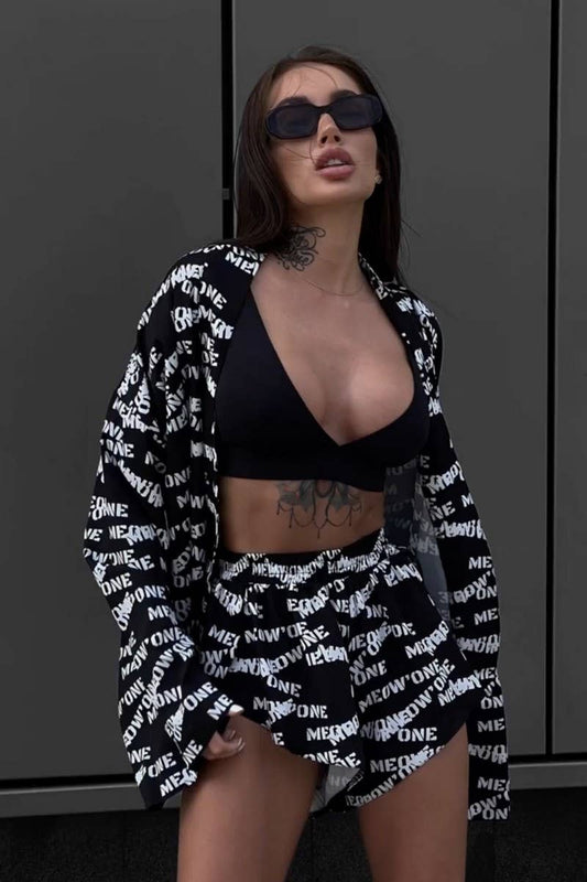 CWSTB1346_LONG-SLEEVED PRINTED TIE TOP AND SHORTS SET