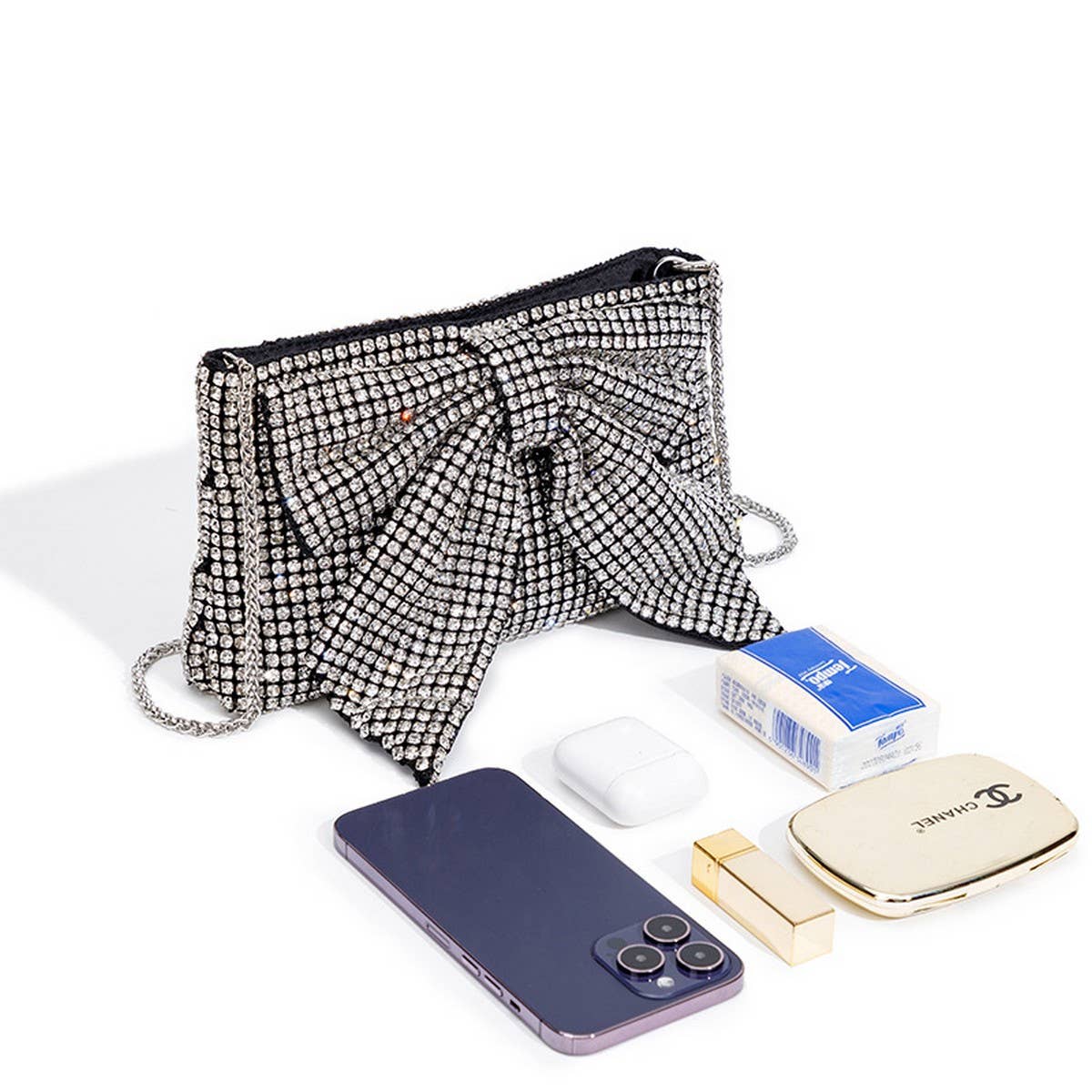 NEW FASHION LEISURE BOW RHINESTONE EVENING BAG_CWAB3603