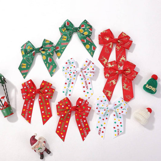 Reindeer Polka Dot Ribbon Hair Clip_CWAHA6697