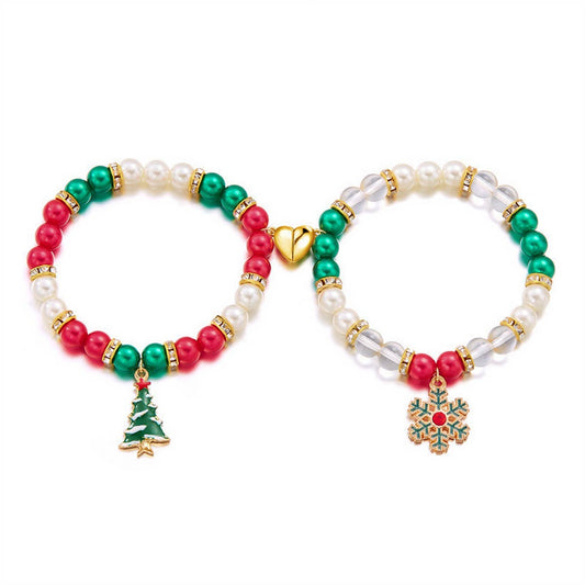 CHRISTMAS SNOWFLAKE PENDANT MAGNETIC BRACELET