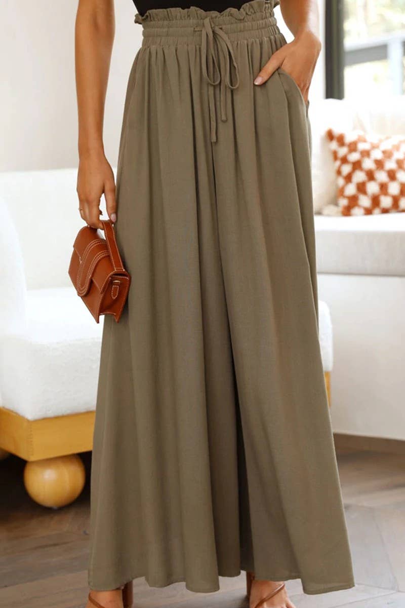 CWBLP0710_CASUAL ELASTIC WAIST WIDE LEG PANTS