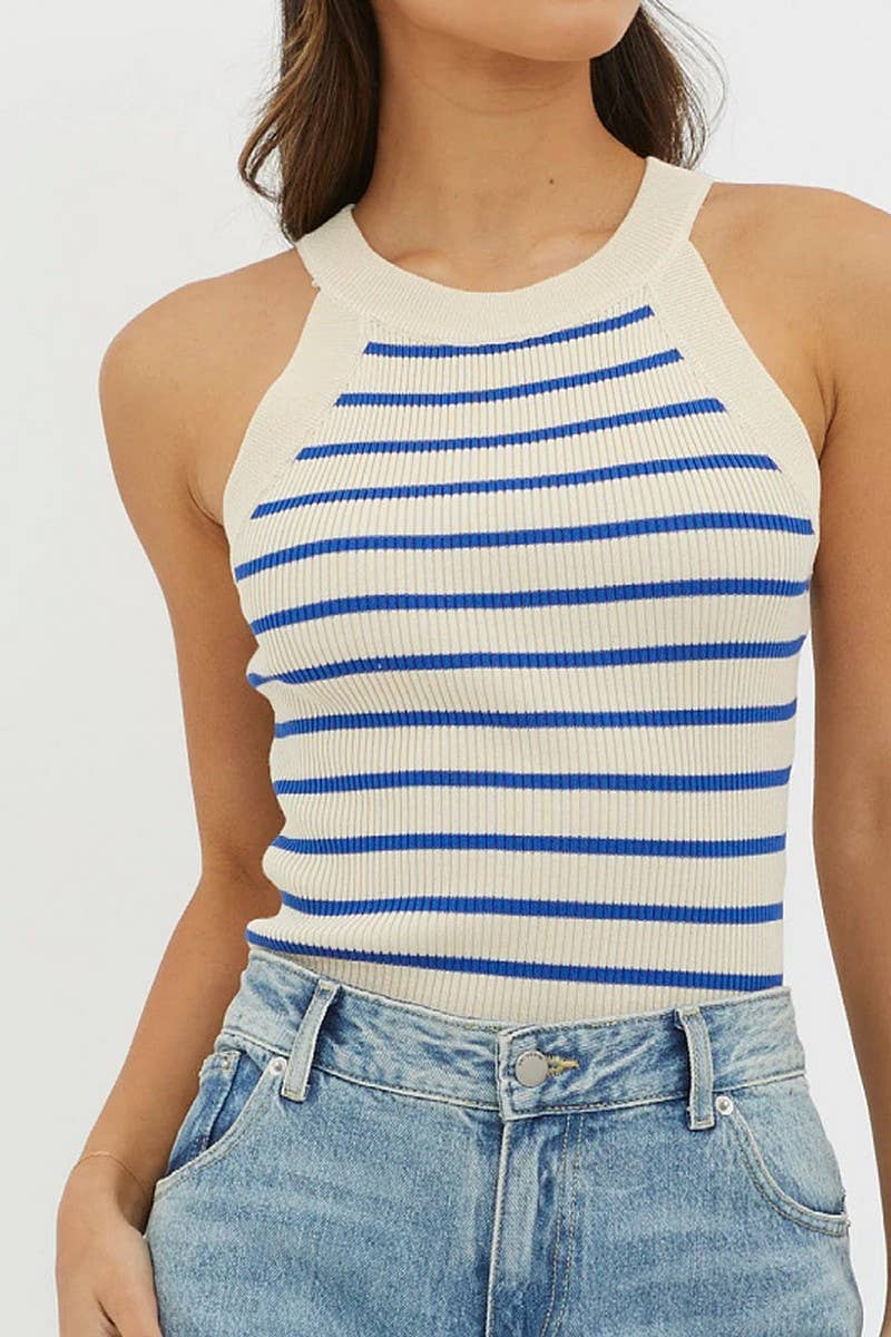 CWTTSL0365_SEXY SLEEVELESS STRIPED KNITTED VEST