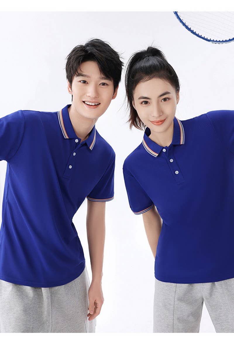 CWTBLS02419_COLORBLOCK POLO COLLAR SHORT SLEEVE CASUAL TOP