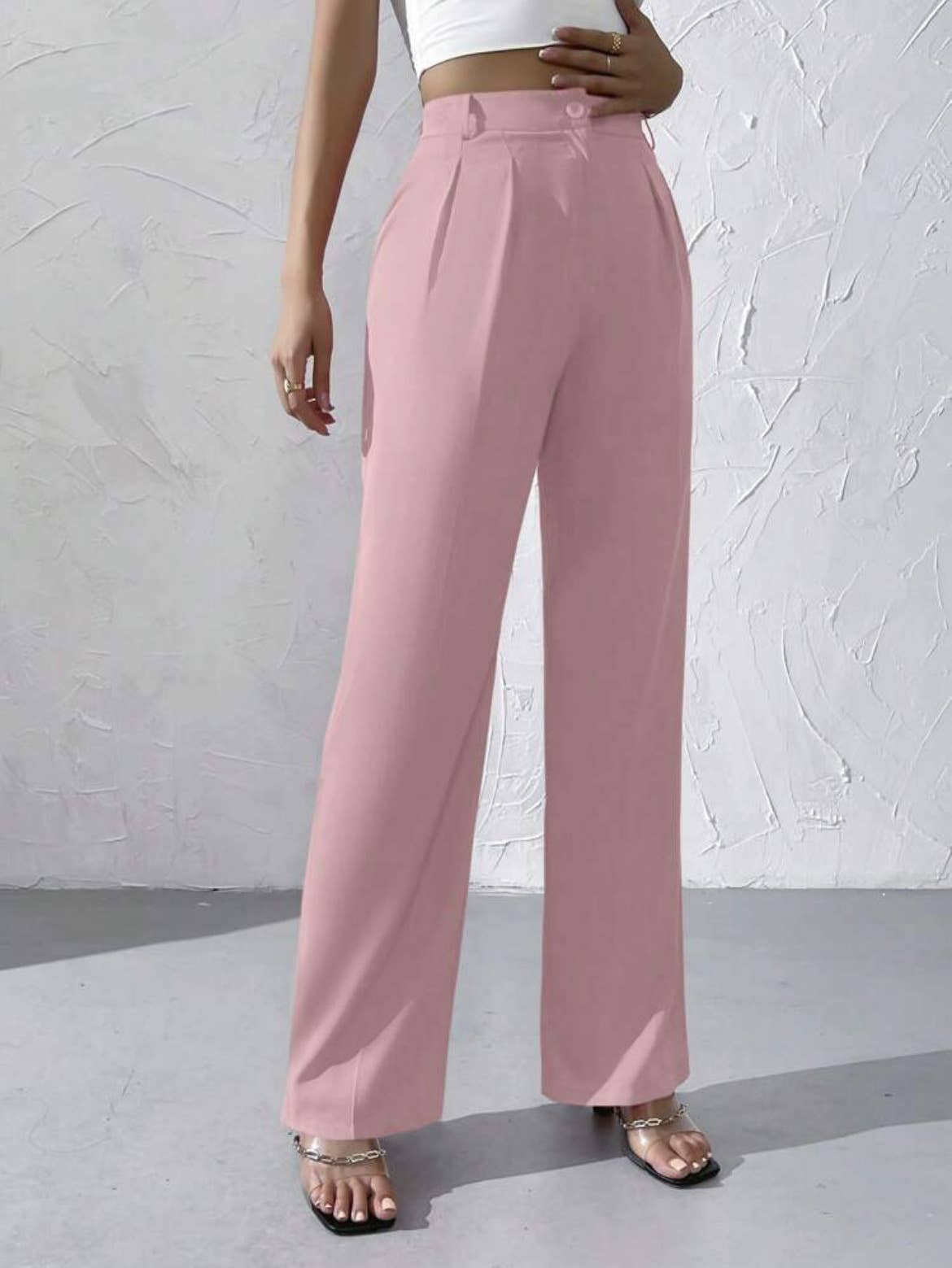Elegant solid color dangling wide-leg suit pants