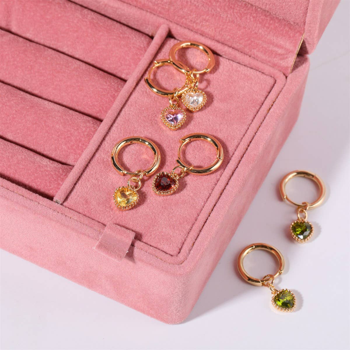 Fashion Heart Zodiac Birthstone Earrings Luxury_CWAJE5093