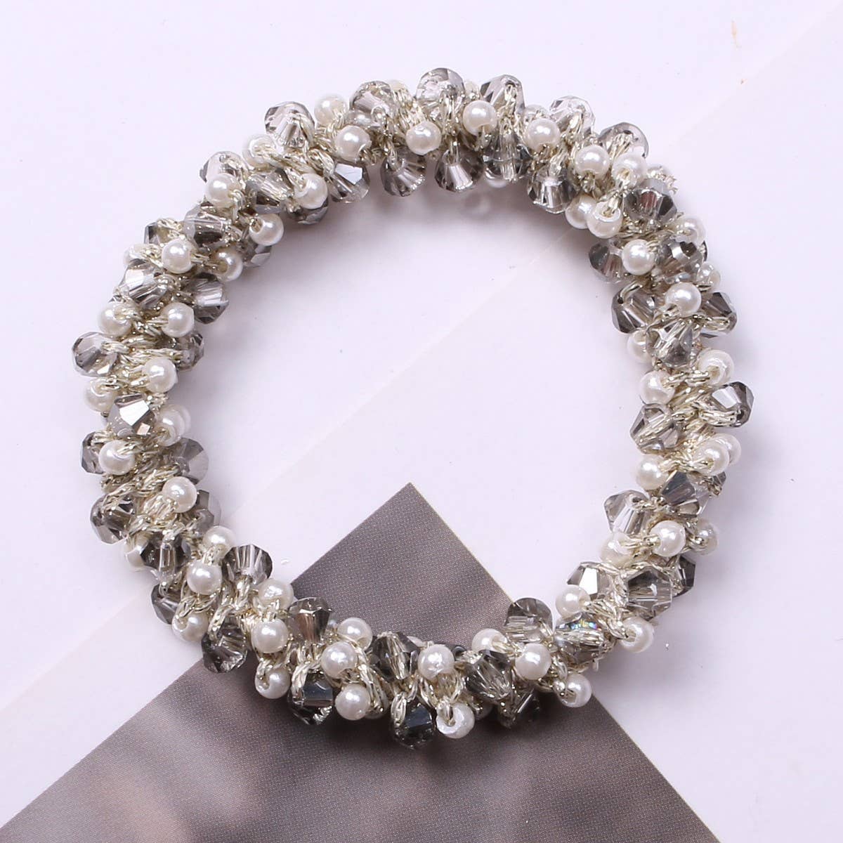 Minimalist Pearl Crystal Hair Tie Stylish Ponytail