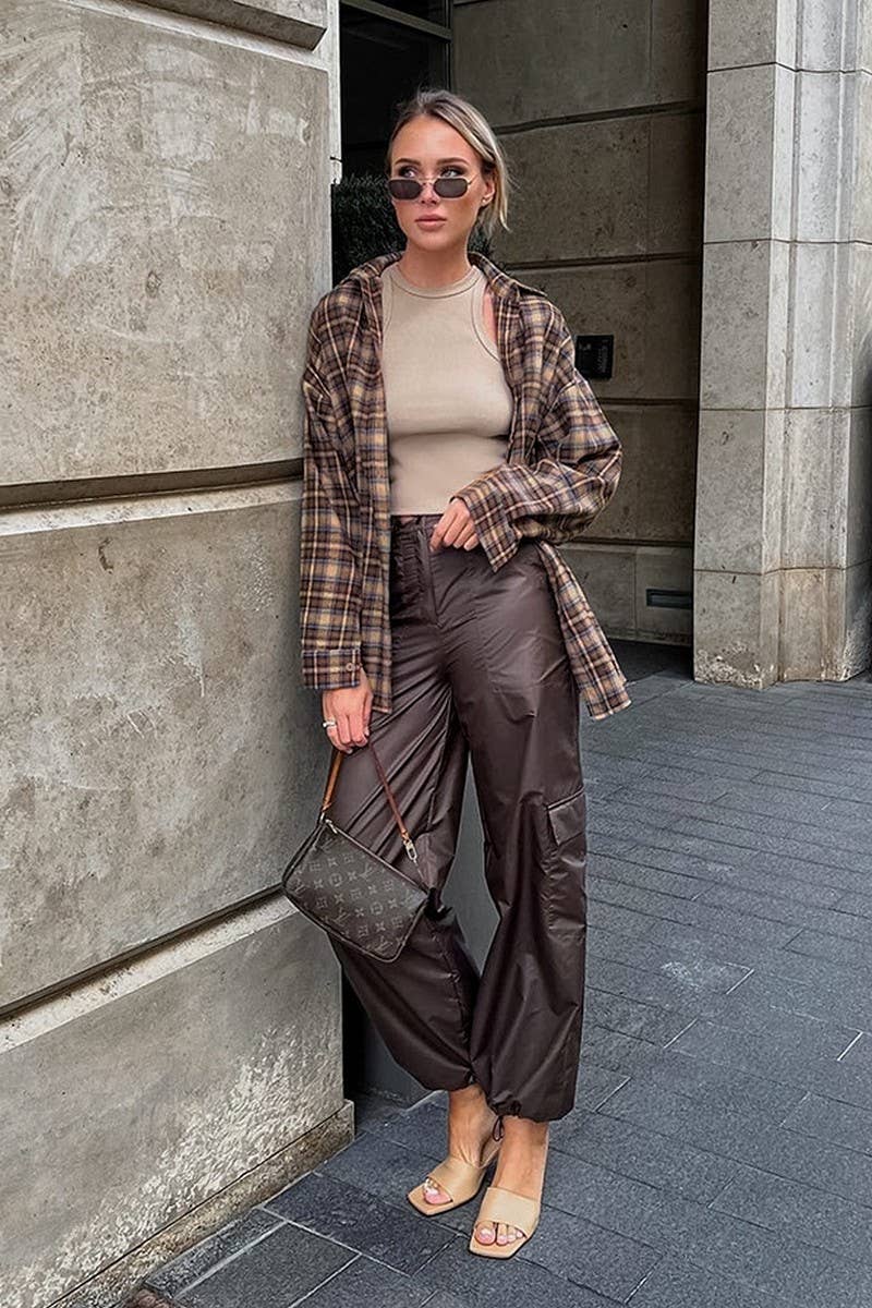 CWTBLL00719_RETRO LOOSE CASUAL PLAID LONG-SLEEVED SHIRT