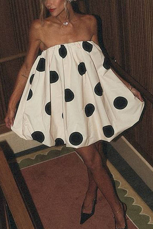 CWDHL0996_NEW SPRING/SUMMER POLKA DOT PRINTED MINI DRESS