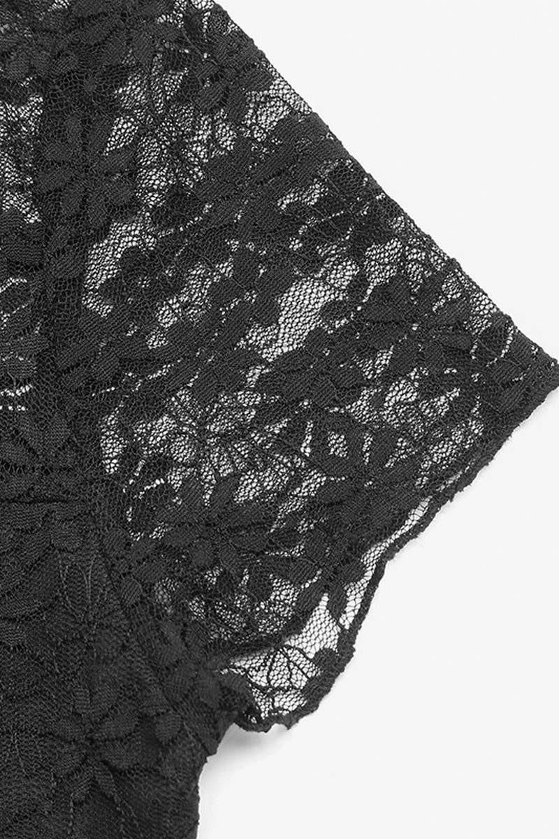 CWTBLS2001_SOLID SLIM FIT LACE PATCHWORK SEXY CASUAL TEE