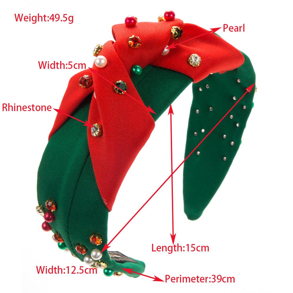 CHRISTMAS RED GREEN HAIR HOOP NAIL BEADS