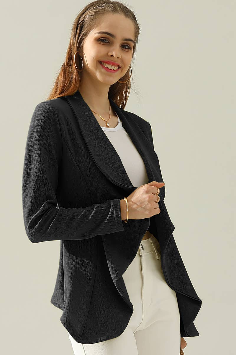 CWOBL090_Casual Work Long Sleeve Open Front Blazer