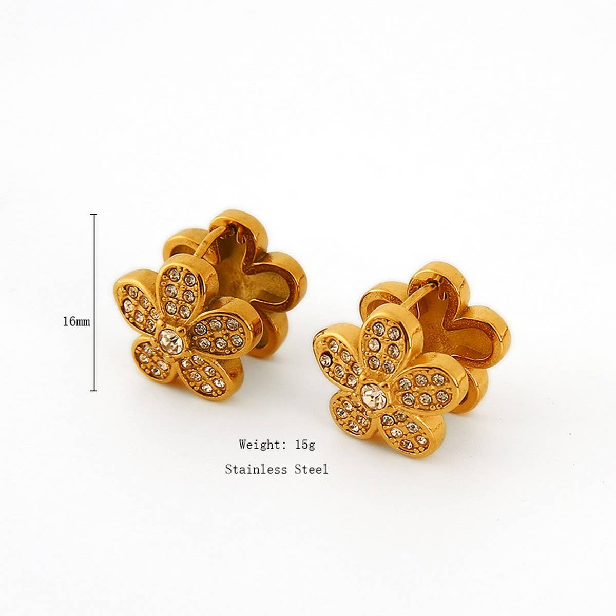 3D Butterfly Earrings with CZ, Stainless Steel_CWMM8921