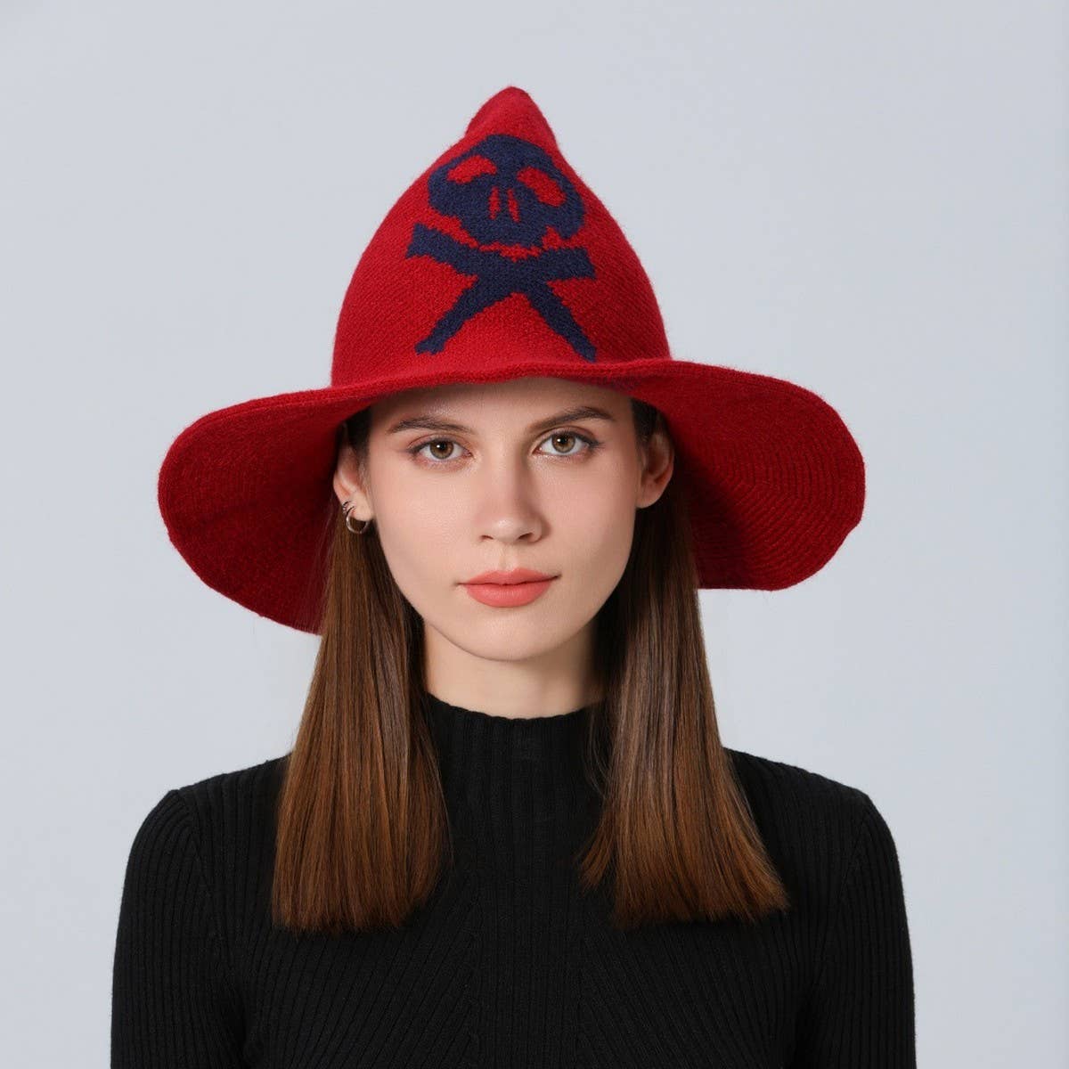 CWAH1681_Halloween Skull Knitted Wizard Hat