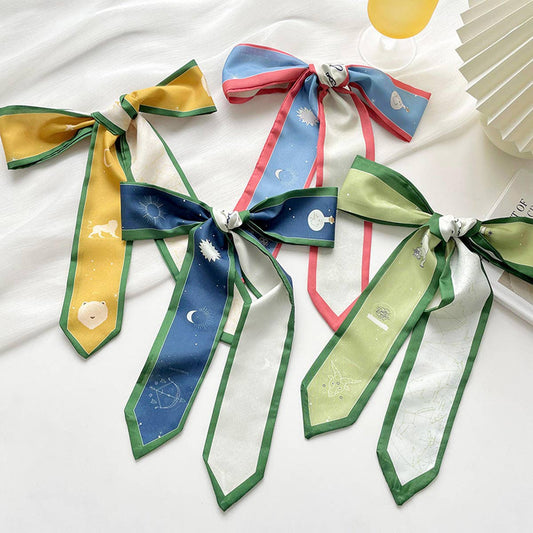Zodiac Print Skinny Scarf for Hair and Bag Tie_CWASC0736