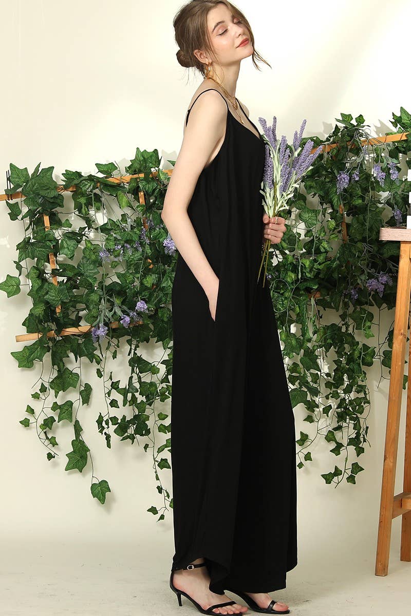 CWSJS226_LOOSE FIT SPAGHETTI STRAP WIDE LEG JUMPSUIT