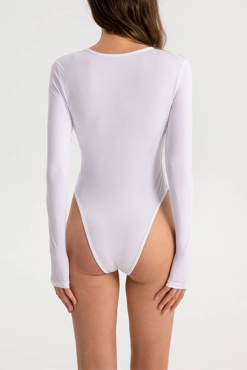 CWSJS1549_TEMPERAMENT FINGER-CUT LONG-SLEEVED TIGHT JUMPSUIT