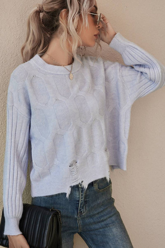 CWOSWL1155_Long Sleeve Round Neck Pullover Sweater