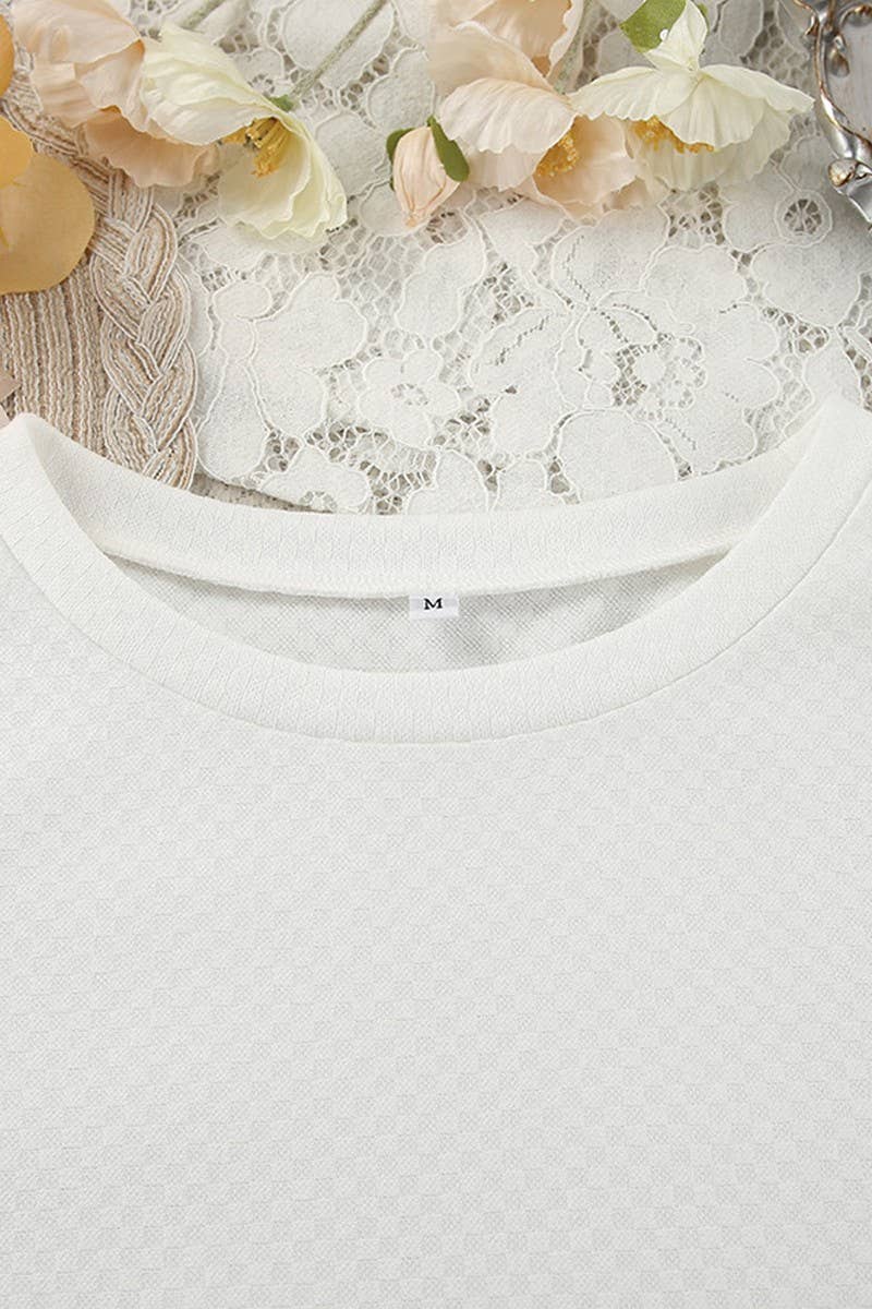 CWSPJ0200_KNITTED JACQUARD WHITE PAJAMAS AND HOME WEAR SET