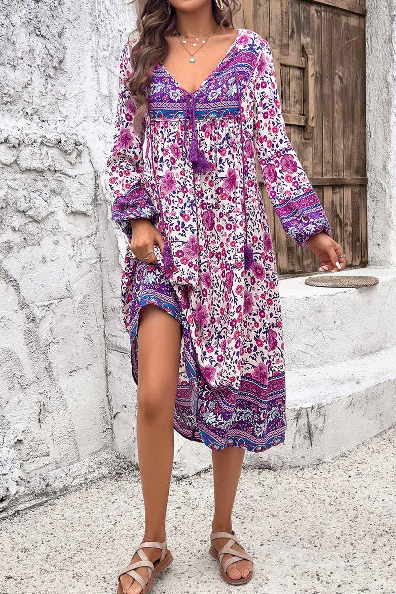 CWDMD4633_SPRING AND SUMMER LEISURE RESORT PRINT DRESS
