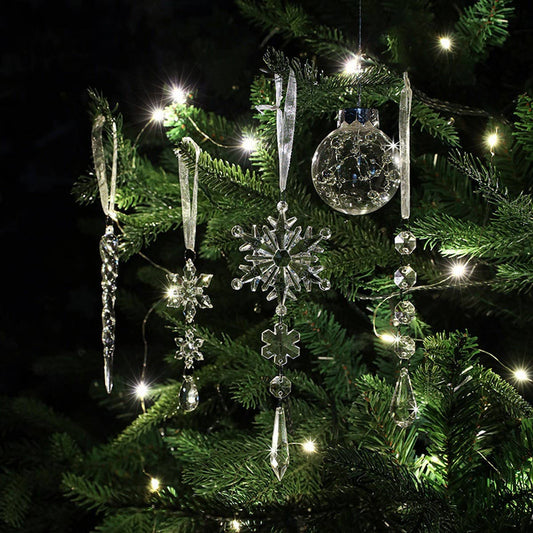 Clear Acrylic Snowflake Crystal Icicle Set Decor