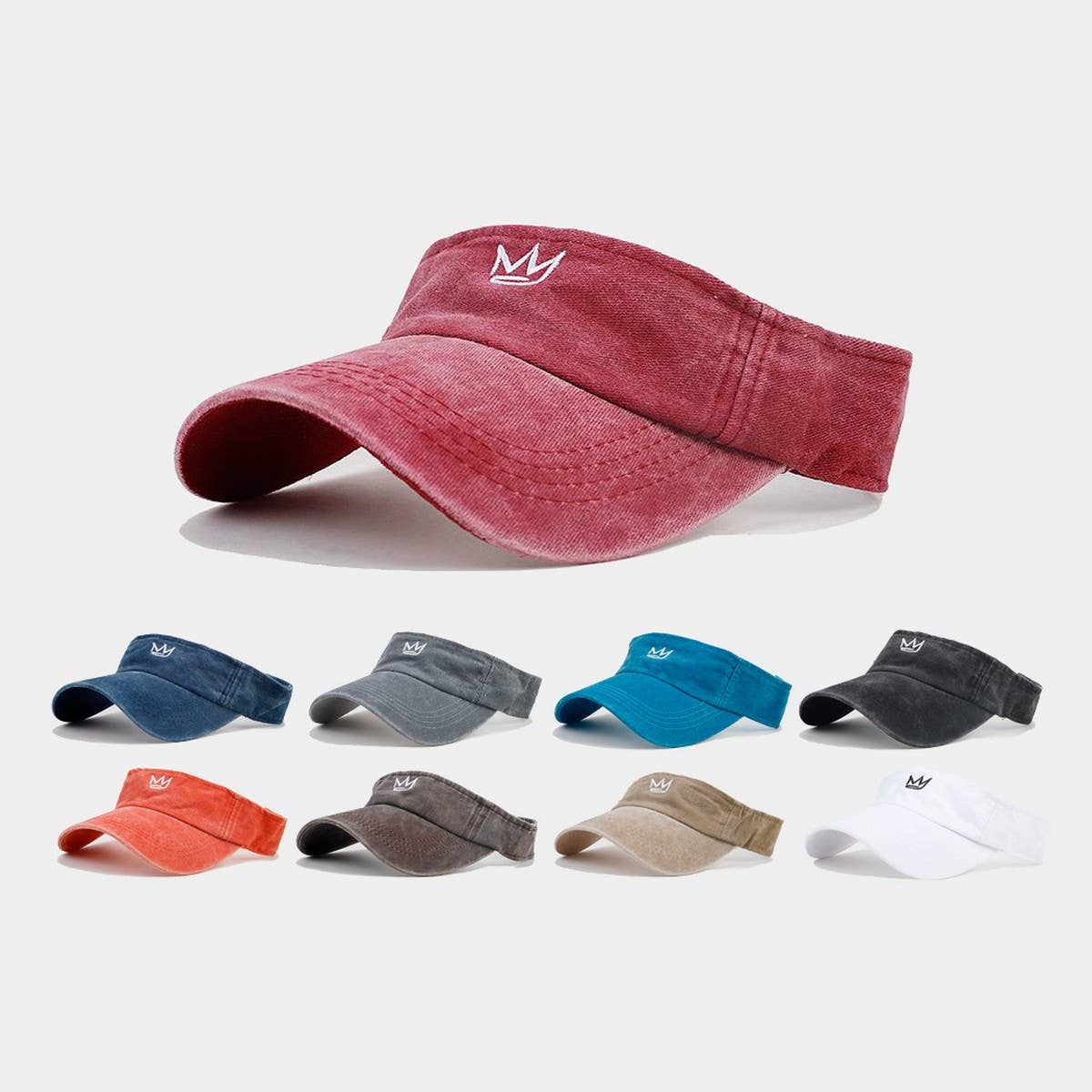 Crown Embroidered Visor Cap - Summer Sun Hat_CWAH3310