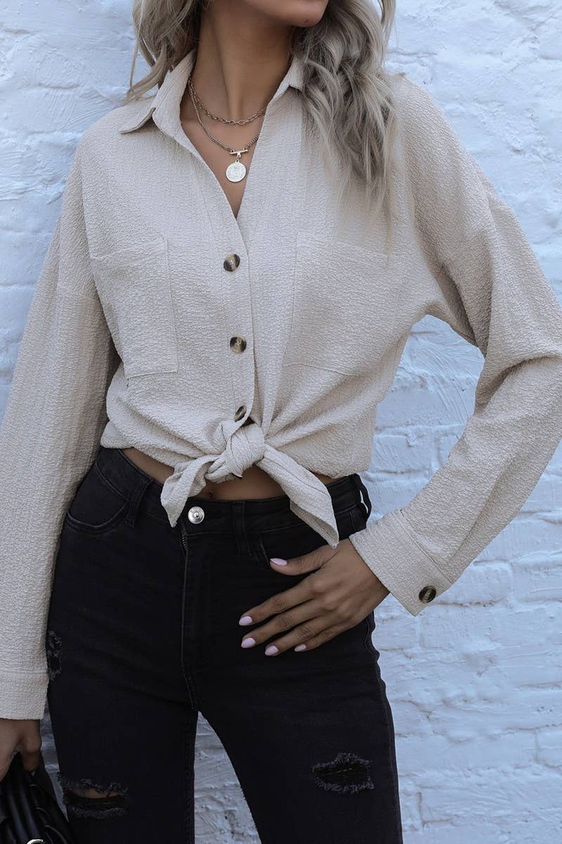 CWTSTL00959_LONG SLEEVE SOLID LAPEL MID-LENGTH VINTAGE SHIRT