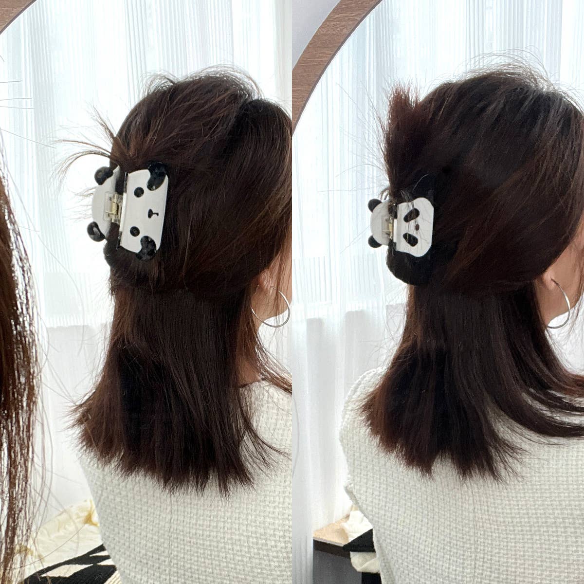 Cartoon acetate hair clips sweet panda grab clips