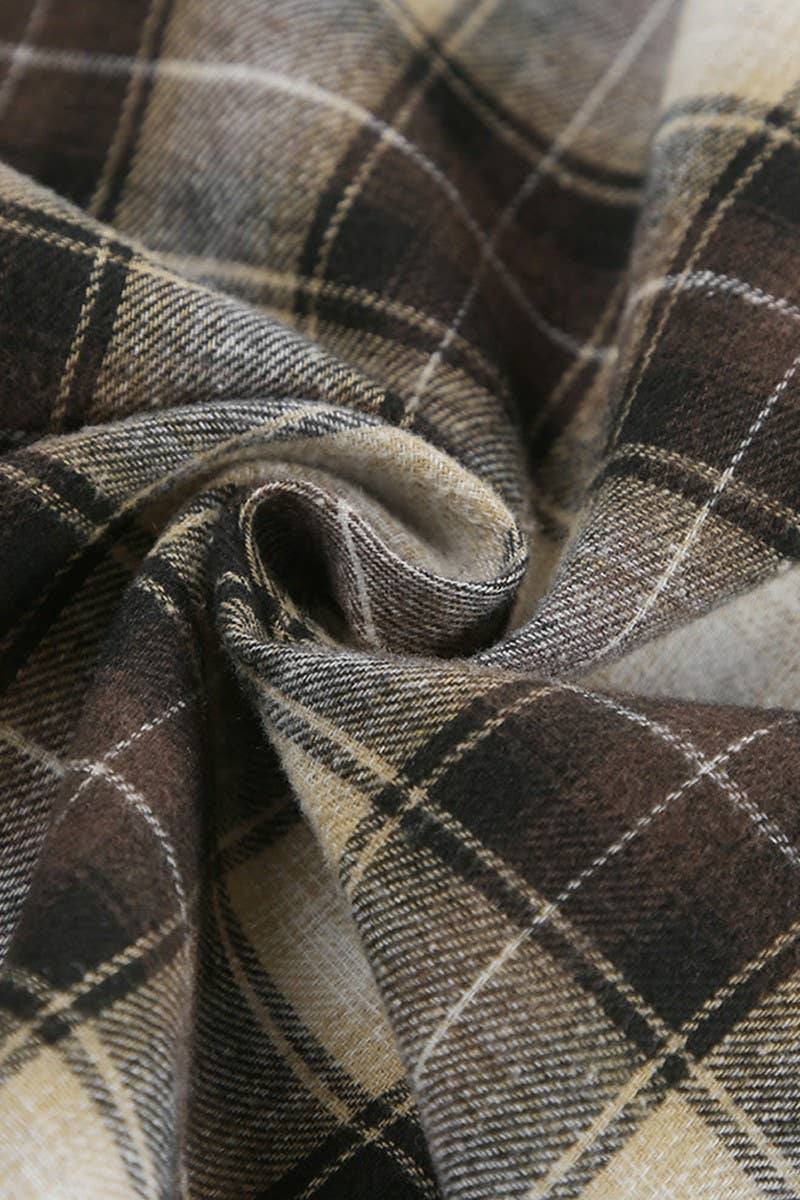 CWTBLL00585_CASUAL LONG-SLEEVED SHIRT RETRO PLAID SHIRT