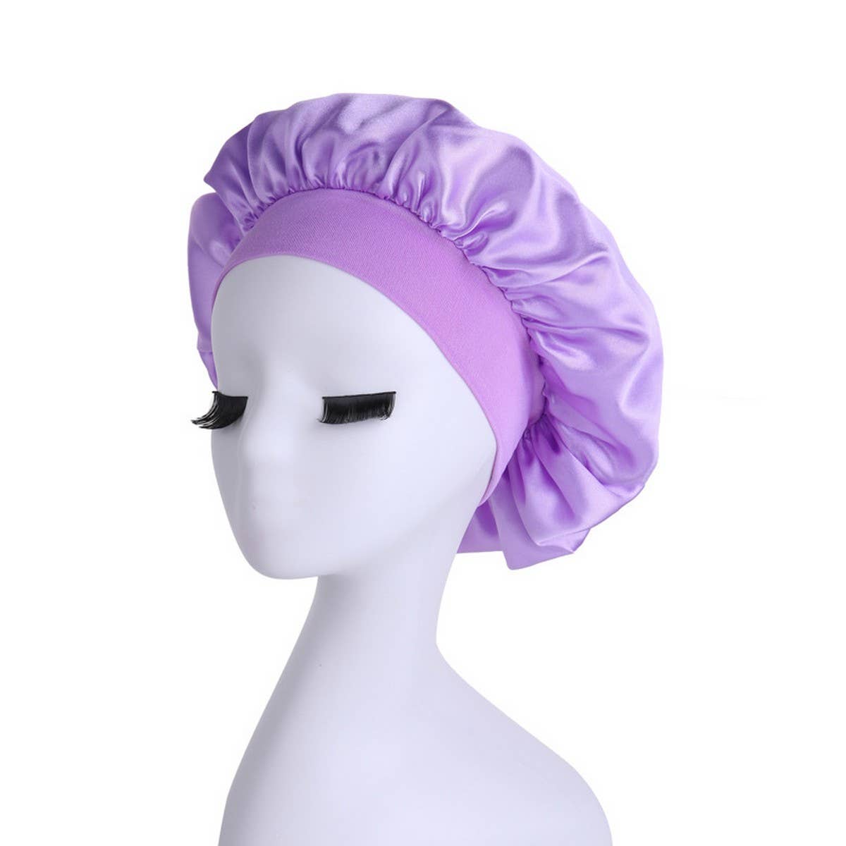 CWAHA6427_WIDE BRIM HIGH ELASTIC SATIN NIGHTCAP