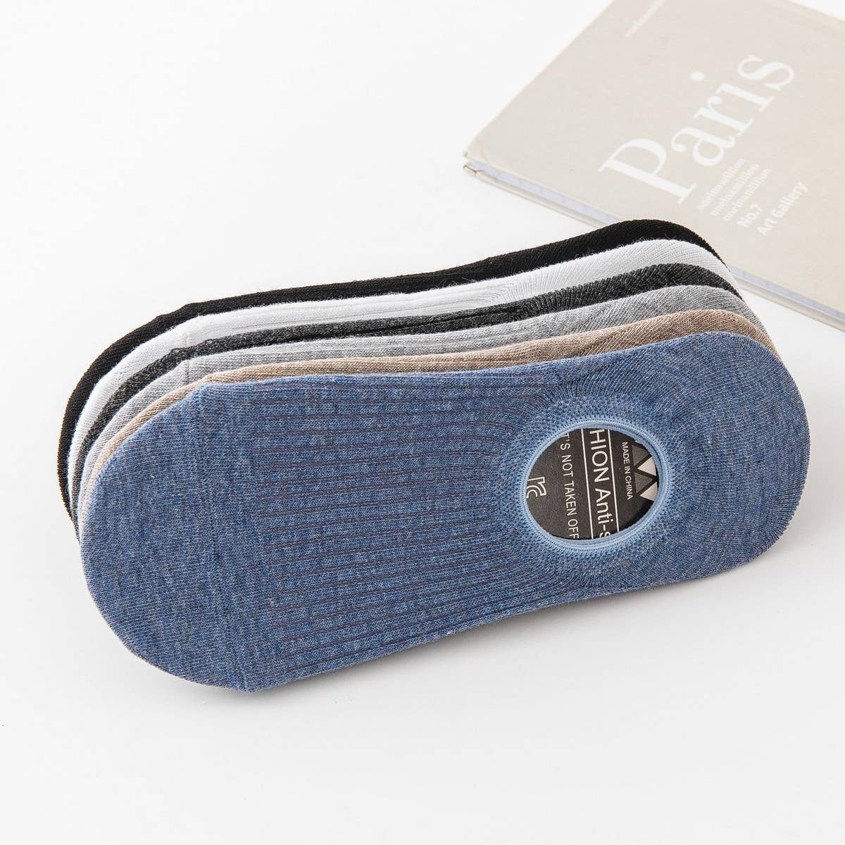 ALL-MATCH SOLID COLOR SILICONE BOAT SOCKS FOR MEN_CWMS2033