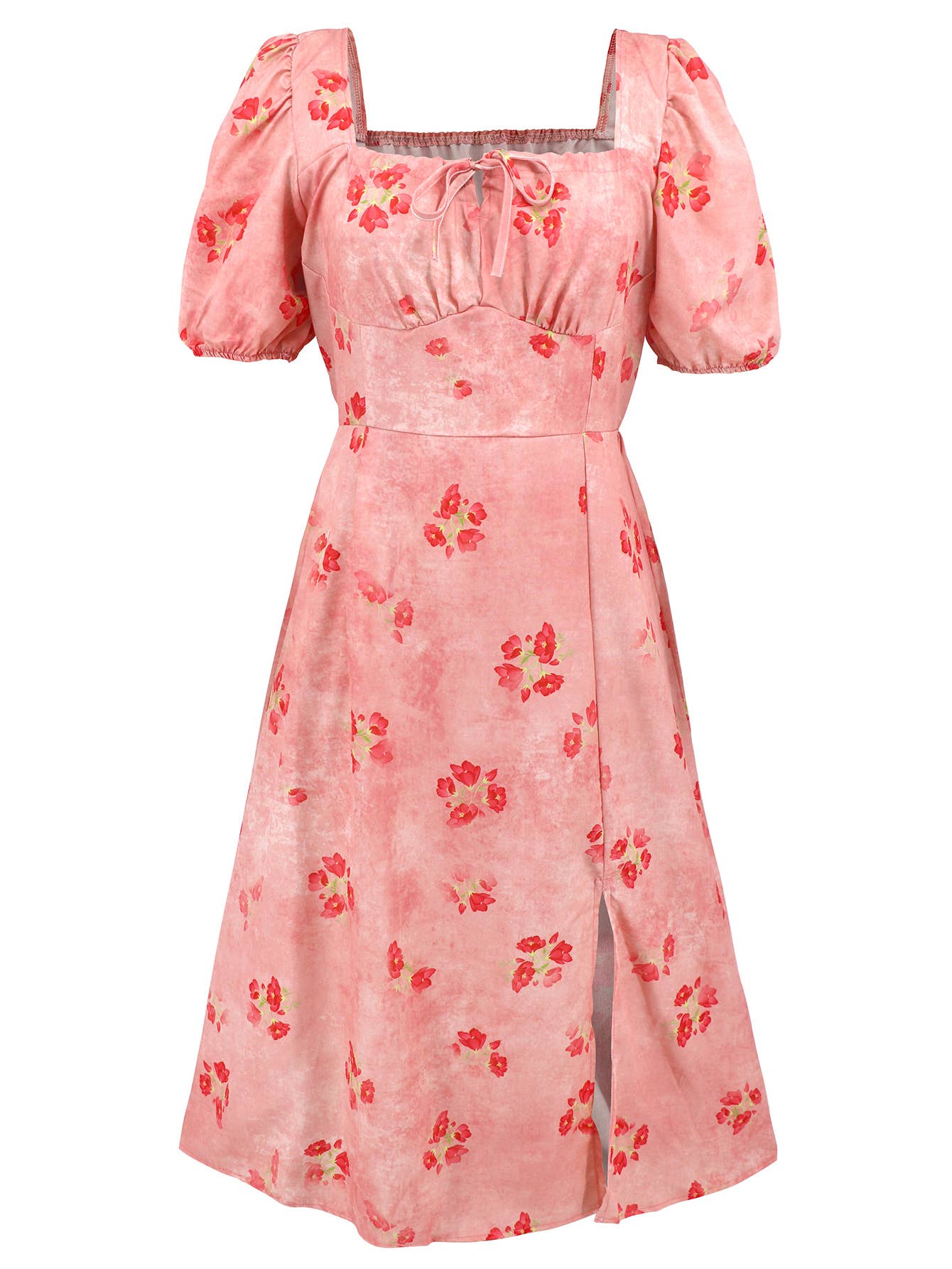 Floral Elegant Lantern Sleeve Dress