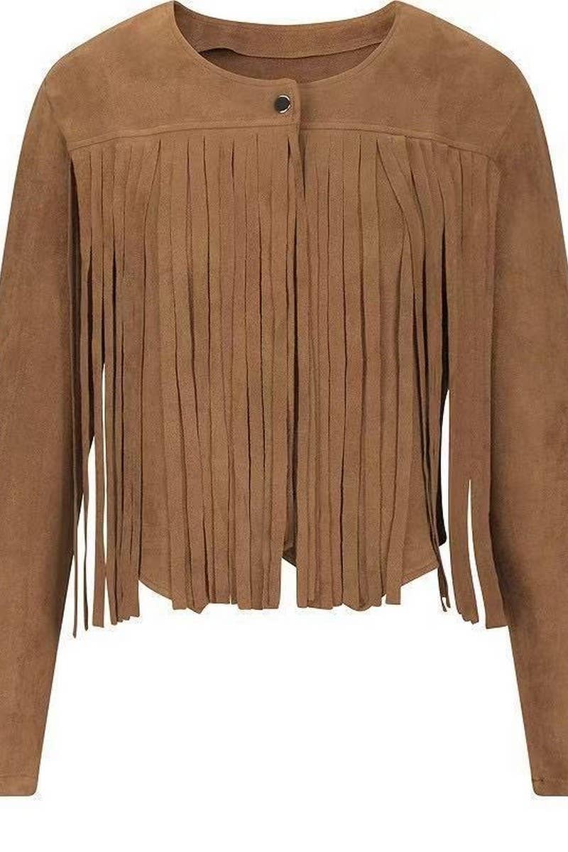 CWOCAL2299_AUTUMN AND WINTER SOLID COLOR TASSEL CARDIGAN