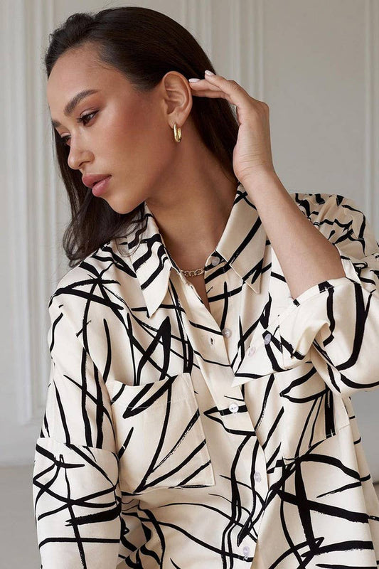 CWSPJ0384_CARDIGAN PRINTED LONG SLEEVE PANTS TWO-PIECE SET