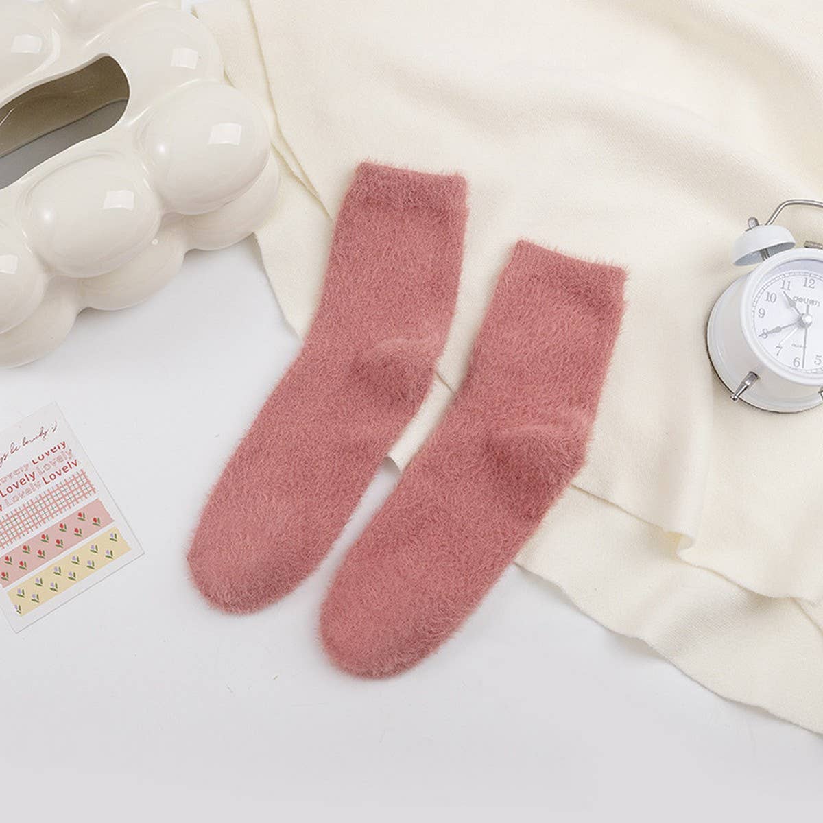 WINTER WARM MID-TUBE SOCKS SOLID COLOR SOCKS
