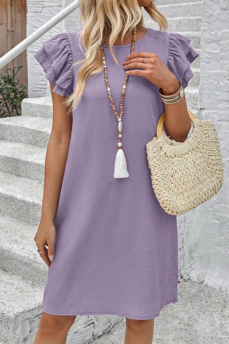 CWDSD8781_NEW SUMMER FRESH SWEET SLIM SOLID COLOR DRESS